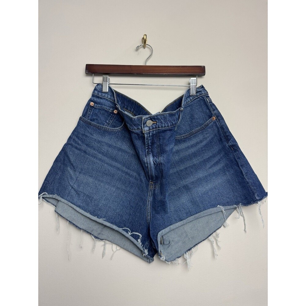Lucky Brand Womens Traveler Cut Off Denim Shorts Plus Size 20 Dark Wash Cotton